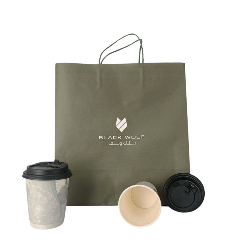 Wholesale Custom Takeout Kraft Paper Coffee Packaging Bag With Handle - Holidaypac