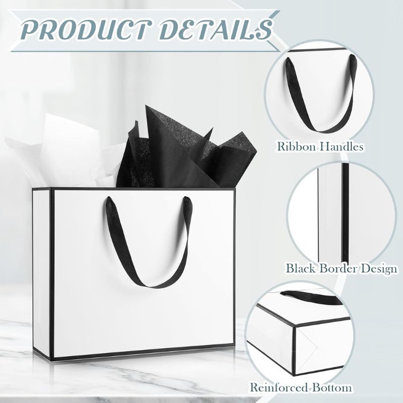 Custom Metallic Paper Gift Bags with Ribbon & Tissue Paper - Holidaypac