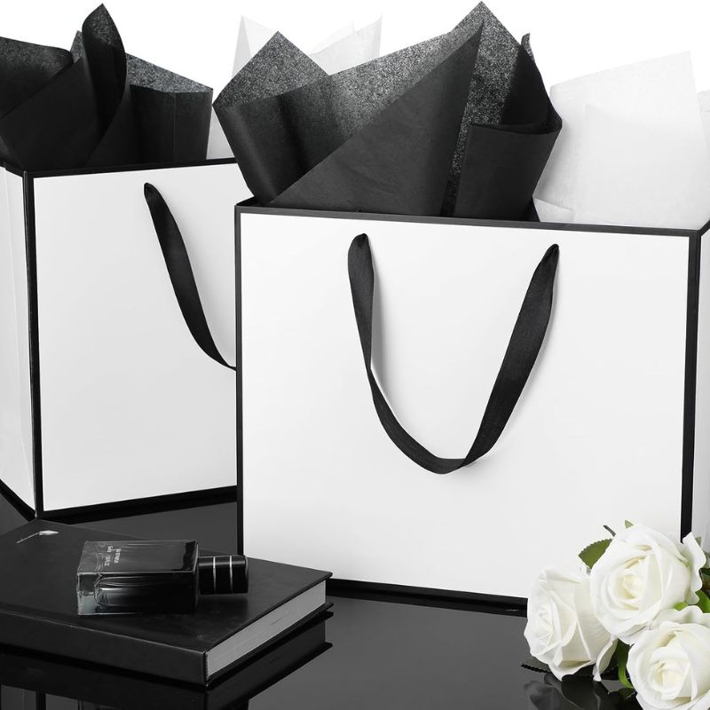 Custom Metallic Paper Gift Bags with Ribbon & Tissue Paper - Holidaypac