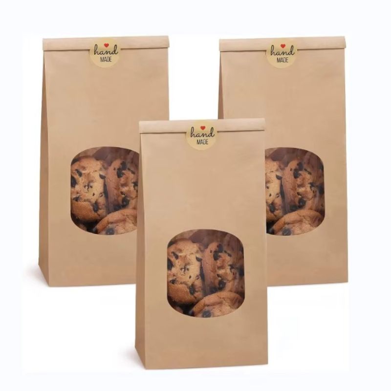 Custom Paper Bakery Bags with Window and Tin Tie Lock - Holidaypac
