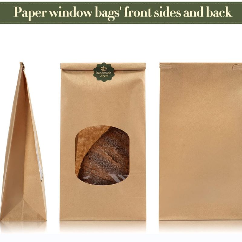 Custom Paper Bakery Bags with Window and Tin Tie Lock - Holidaypac