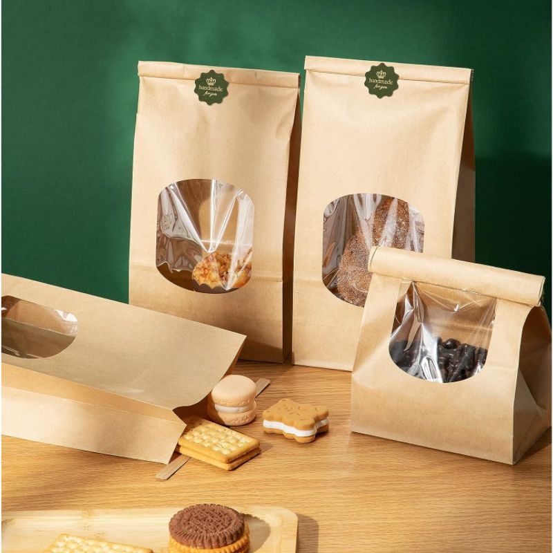 Custom Paper Bakery Bags with Window and Tin Tie Lock - Holidaypac
