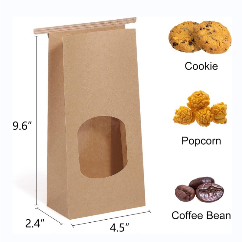 Custom Paper Bakery Bags with Window and Tin Tie Lock - Holidaypac