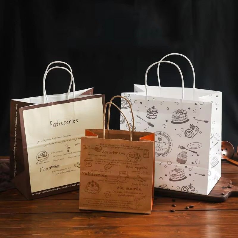 Custom Biodegradable Kraft Paper Food Takeaway Bags with Handles - Holidaypac
