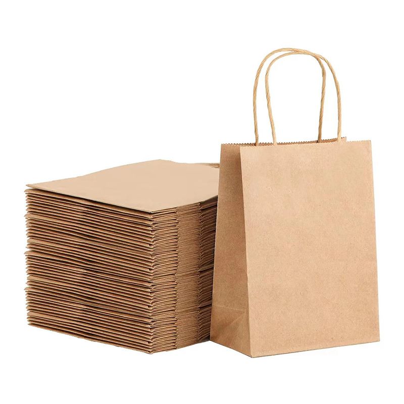 Custom Biodegradable Kraft Paper Food Takeaway Bags with Handles - Holidaypac