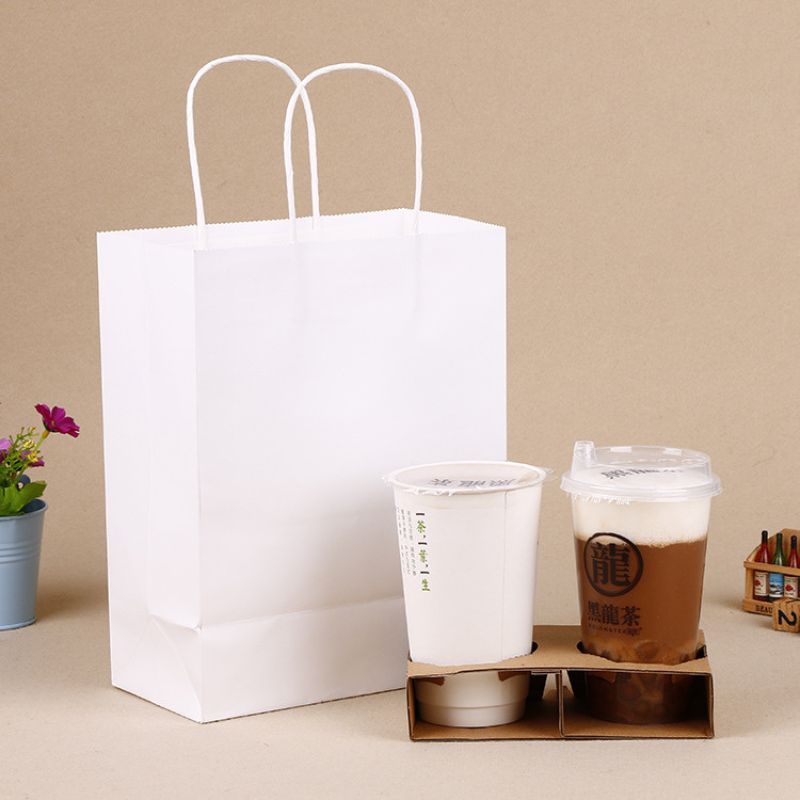 Custom Biodegradable Kraft Paper Food Takeaway Bags with Handles - Holidaypac