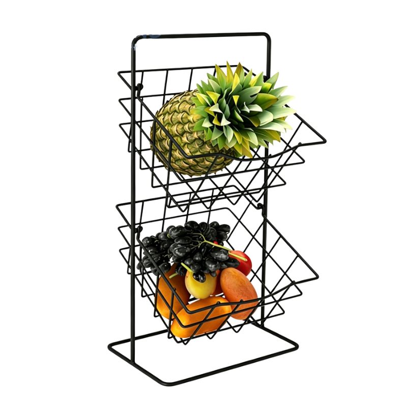 Wholesale 2-Tier Detachable Fruit & Vegetable Wire Basket for Kitchen Countertop Storage Factory - Holidaypac