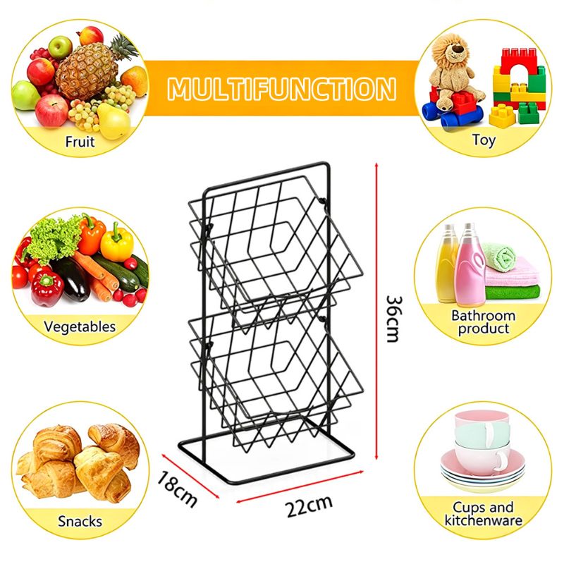 Wholesale 2-Tier Detachable Fruit & Vegetable Wire Basket for Kitchen Countertop Storage Factory - Holidaypac