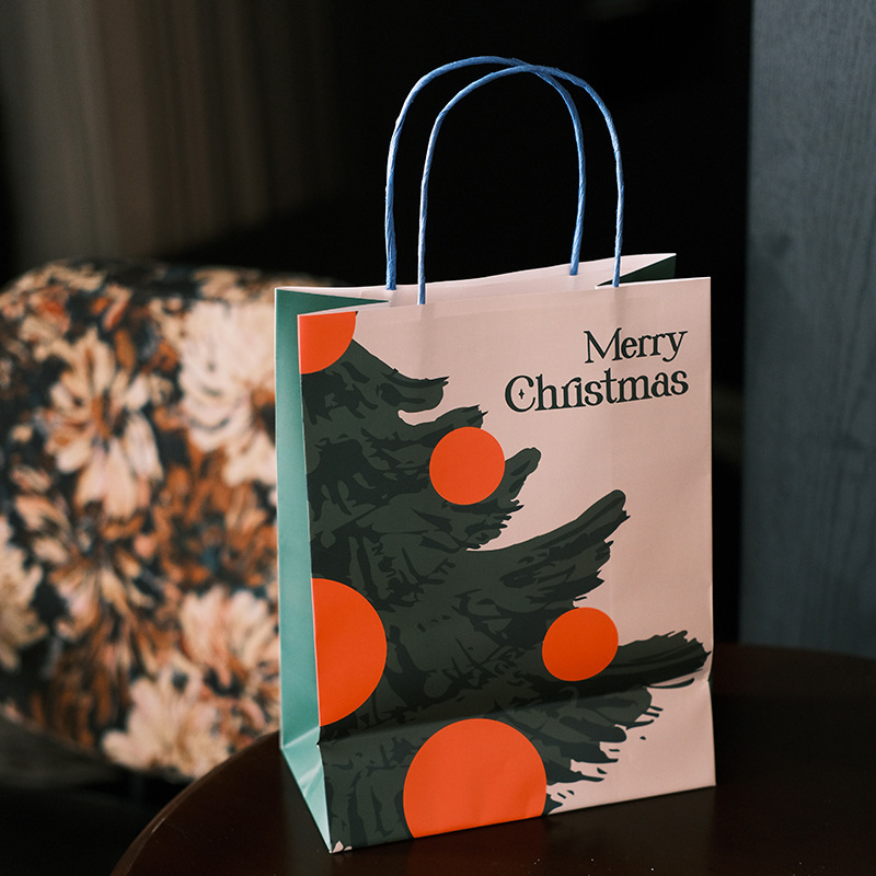 Wholesale Custom Printed Kraft Paper Christmas Gift Bags with Twisted Handles - Holidaypac