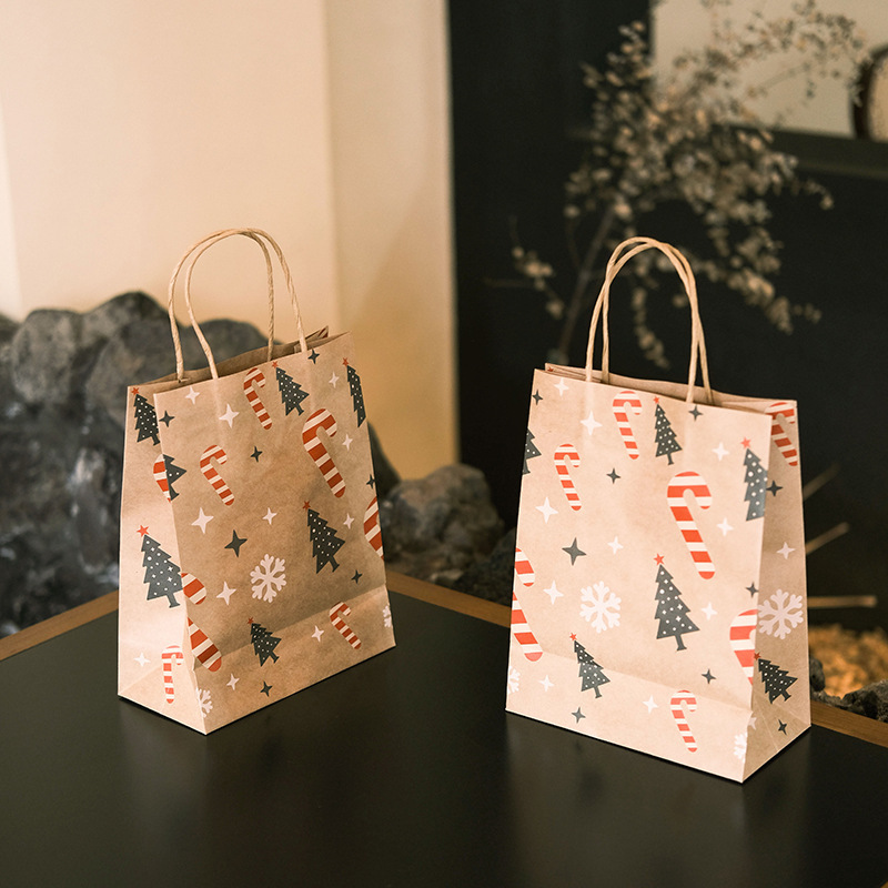 Wholesale Custom Printed Kraft Paper Christmas Gift Bags with Twisted Handles - Holidaypac