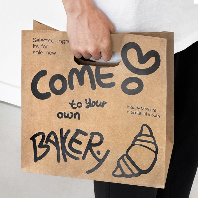 Custom Personalized Die Cut Handle Food Takeaway Bakery Packaging Paper Bag - Holidaypac