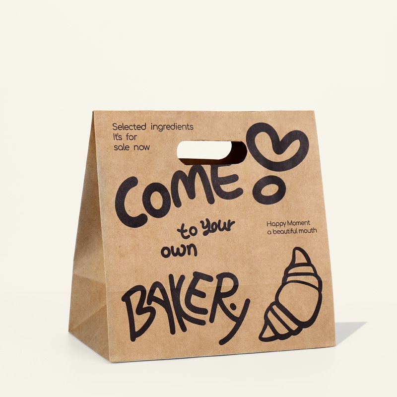 Custom Personalized Die Cut Handle Food Takeaway Bakery Packaging Paper Bag - Holidaypac