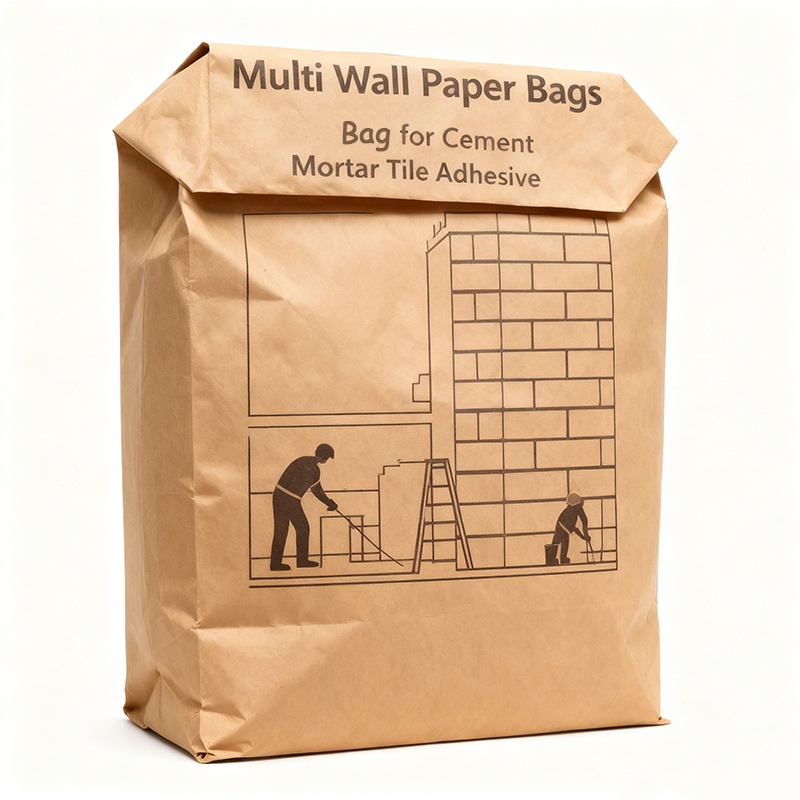 Custom Multi Wall Kraft Valve Paper Bags for Cement Mortar Tile Adhesive - Holidaypac