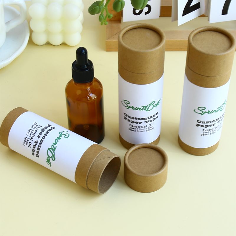 Custom Eco Friendly Cosmetics Containers Kraft Paper Tube for Oil Perfume Bottle Packaging - Holidaypac