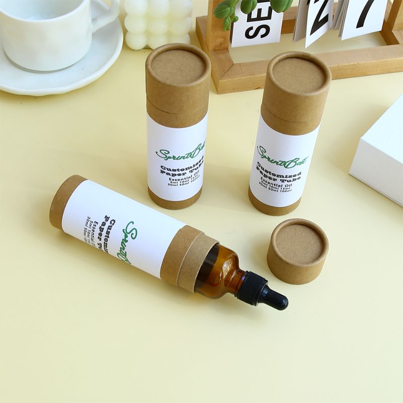 Custom Eco Friendly Cosmetics Containers Kraft Paper Tube for Oil Perfume Bottle Packaging - Holidaypac