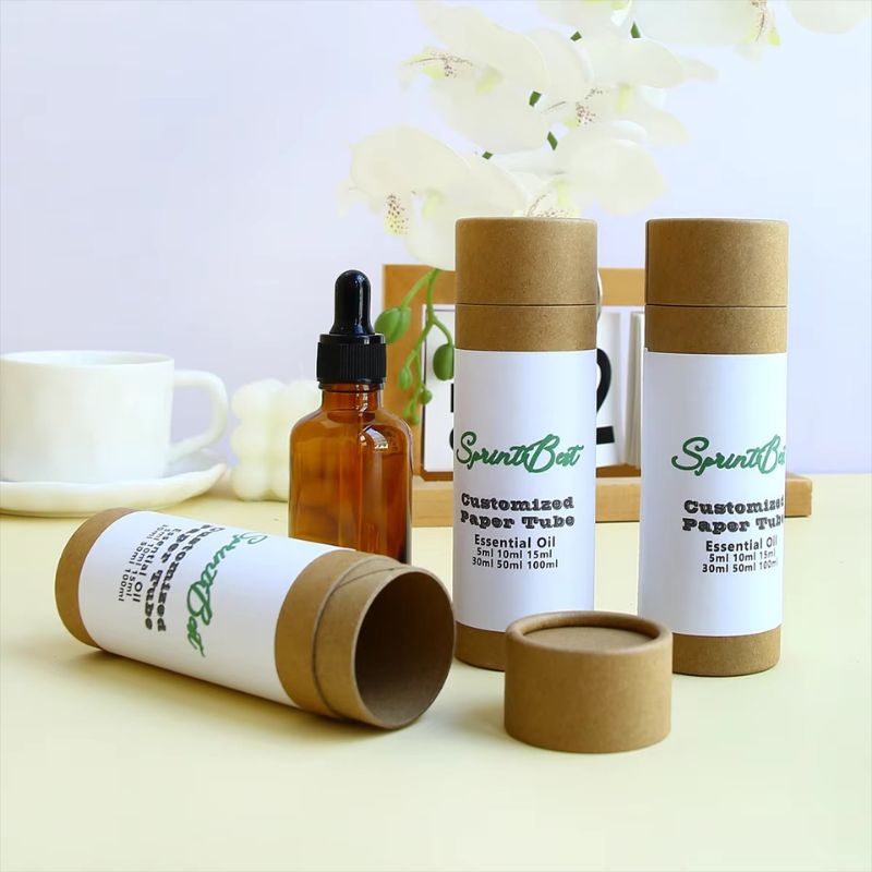 Custom Eco Friendly Cosmetics Containers Kraft Paper Tube for Oil Perfume Bottle Packaging - Holidaypac