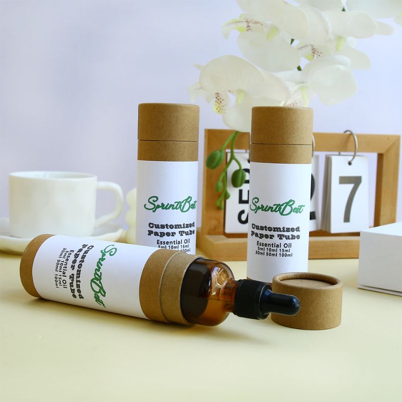 Custom Eco Friendly Cosmetics Containers Kraft Paper Tube for Oil Perfume Bottle Packaging - Holidaypac