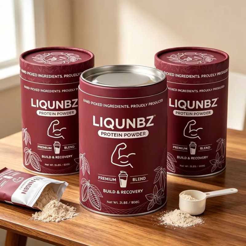 Customized Food-Grade Cardboard Cylinder Tube with Tinplate Lid for Protein Powder - Holidaypac