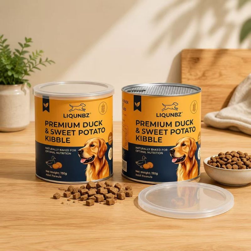 Custom Food-Grade Cardboard Cylinder Tube for Dog Food with Easy Peel Off Plastic Lid Paper Tube - Holidaypac