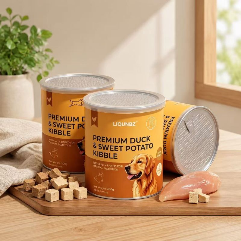 Custom Food-Grade Cardboard Cylinder Tube for Dog Food with Easy Peel Off Plastic Lid Paper Tube - Holidaypac