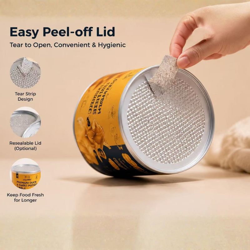 Custom Food-Grade Cardboard Cylinder Tube for Dog Food with Easy Peel Off Plastic Lid Paper Tube - Holidaypac
