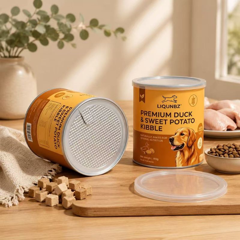 Custom Food-Grade Cardboard Cylinder Tube for Dog Food with Easy Peel Off Plastic Lid Paper Tube - Holidaypac