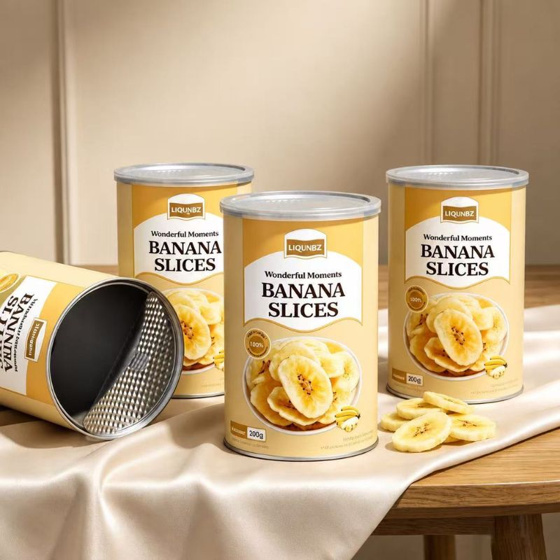 Custom Food-Grade Paper Tube Lid Banana Chips with Aluminium Foil Easy Peel Off Plastic Lid