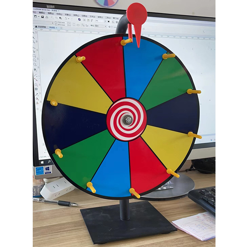 Holidaypac colorful custom prize wheel spinner with stable stand for events