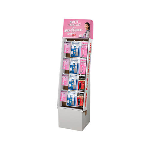 Holidaypac corrugated stationery floor display for pens and school supplies