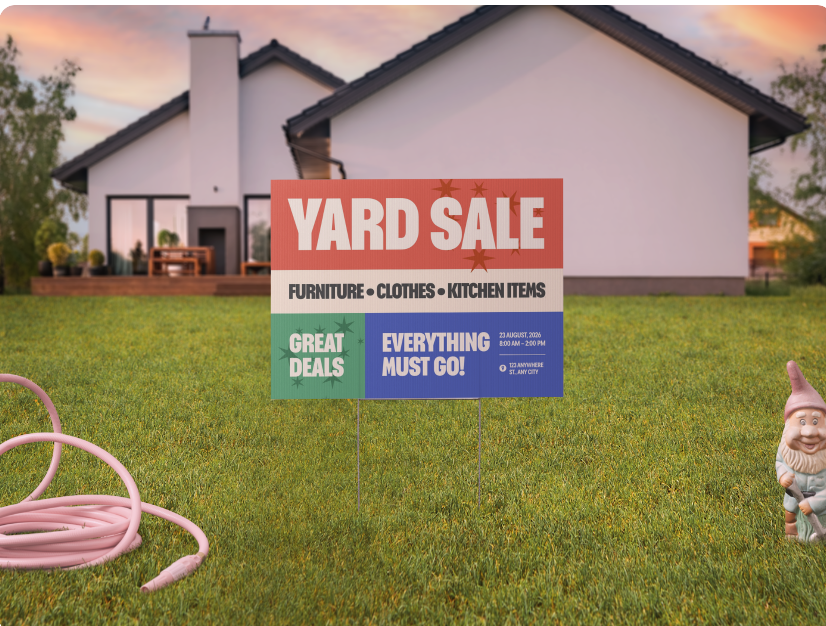 Custom Yard Sale Signs - Full-Color Lawn Signs - Holidaypac
