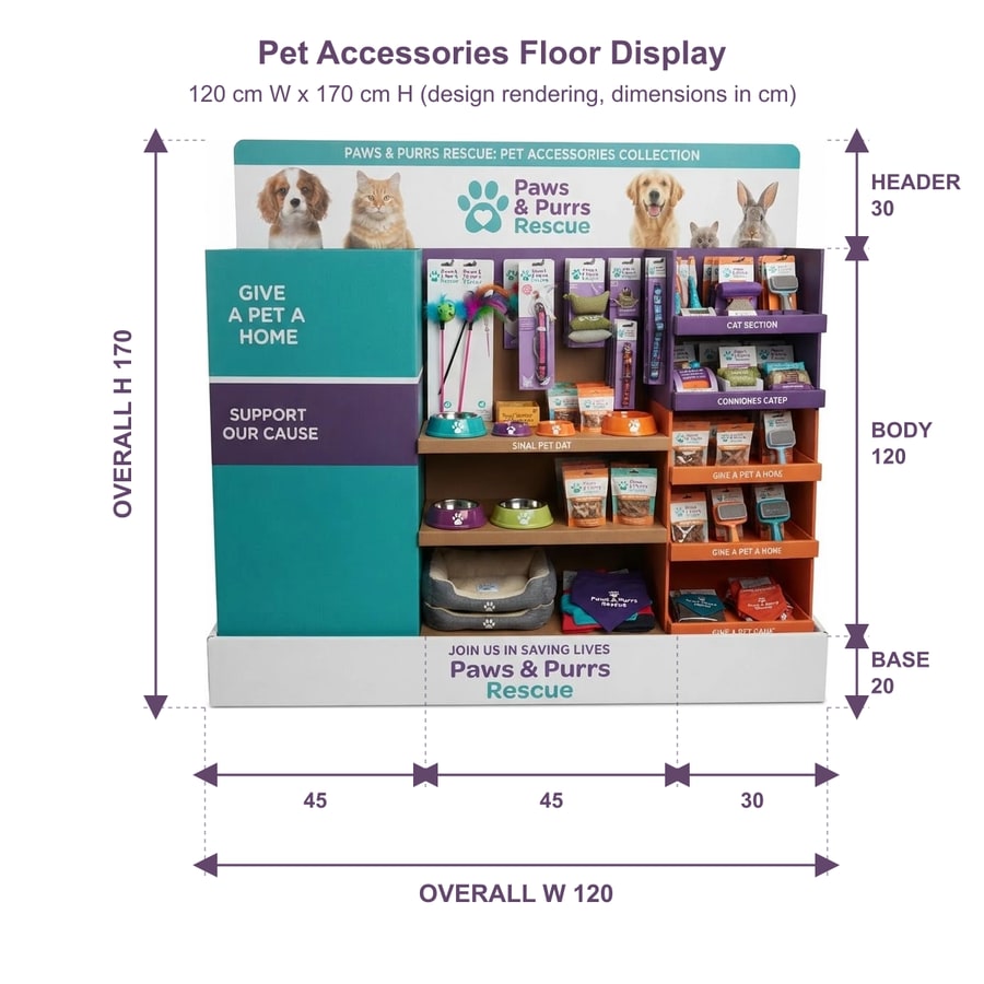 Cardboard Pet Store Display Stand for Pet Accessories - Holidaypac