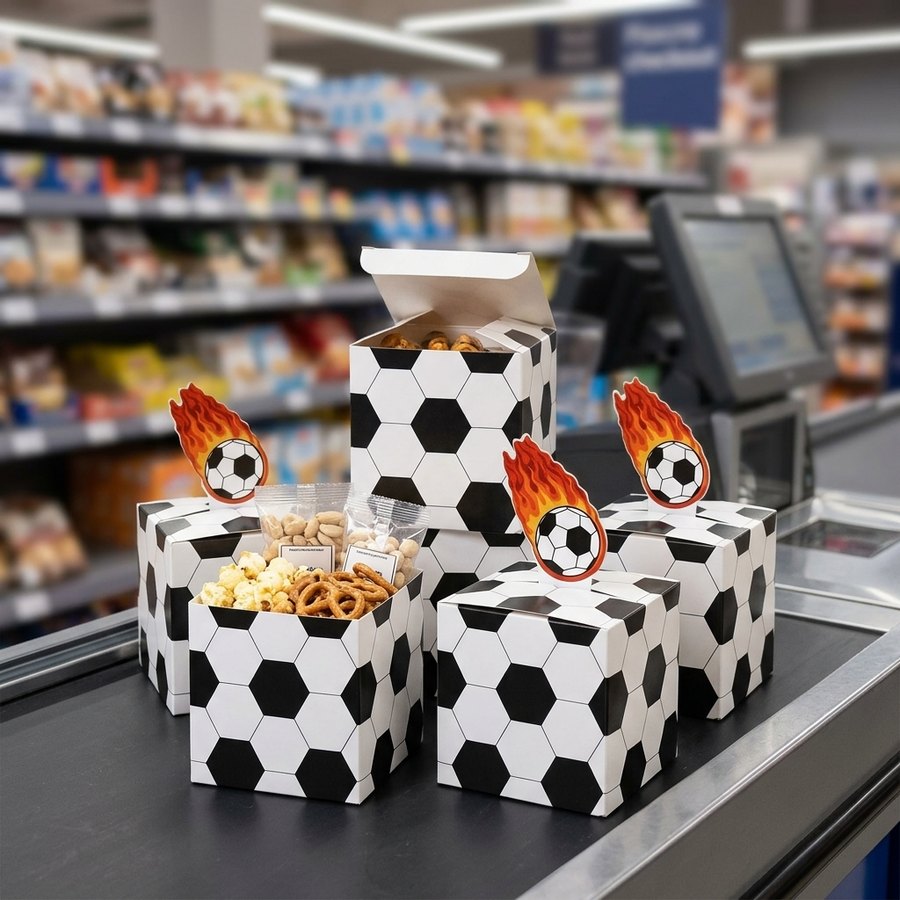 Soccer-Themed Cardboard Display Box for Supermarkets - Holidaypac