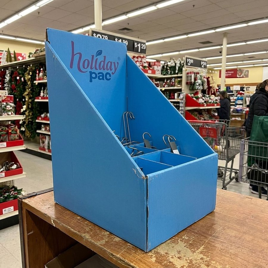 Cardboard Counter Display with Hole Insert for Metal Bows - Holidaypac