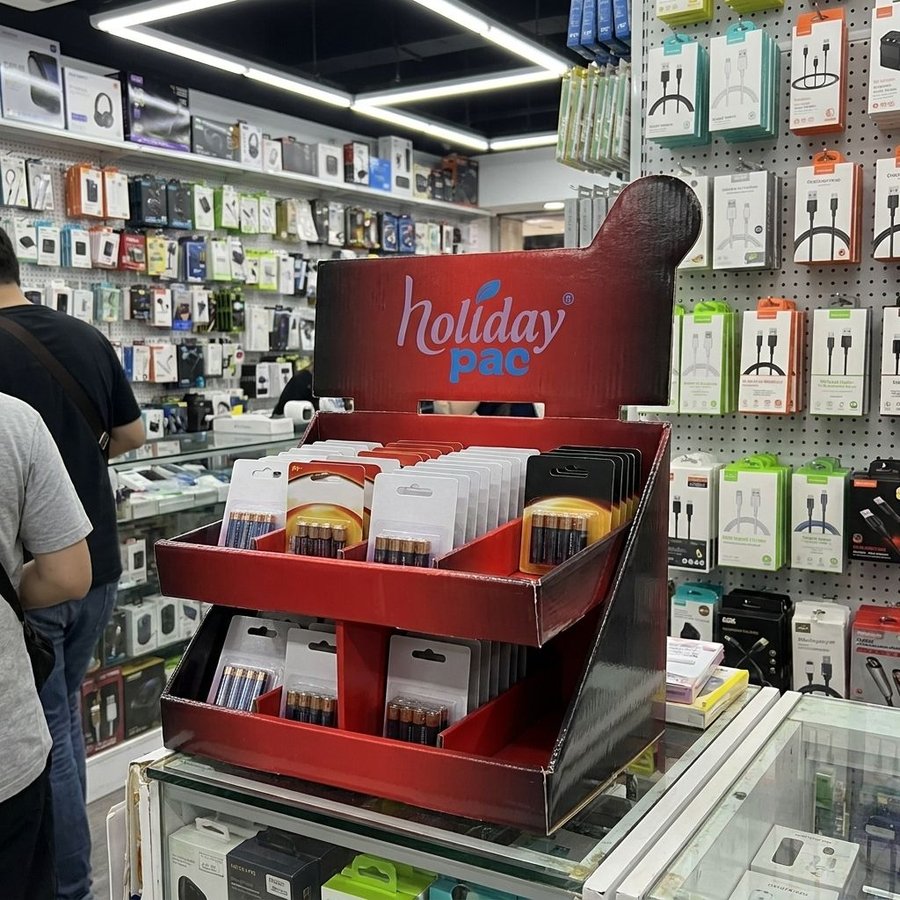 Counter Top Display Unit with Tray for Batteries - Holidaypac