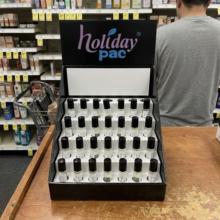 5-Step Cardboard Perfume Counter Display with Holes - Holidaypac