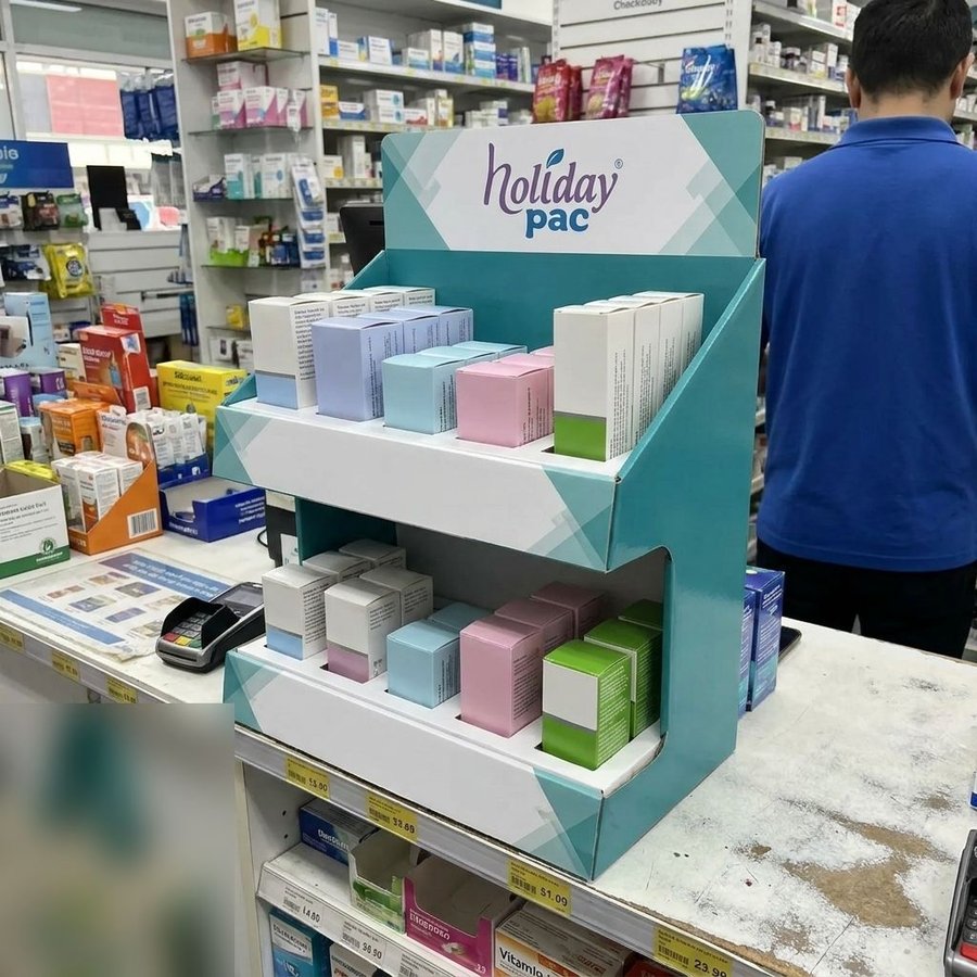 Cardboard Pharmacy Counter Display for Health Care Products - Holidaypac