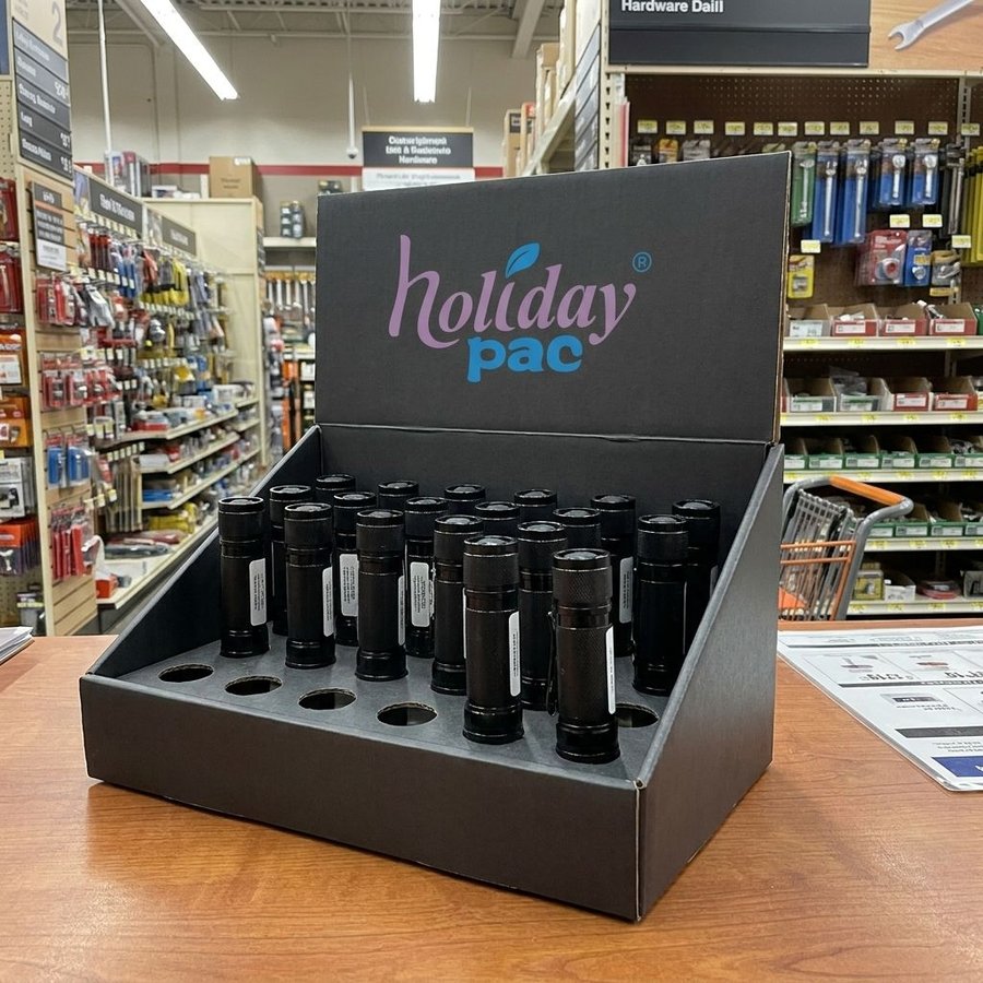 Custom Cardboard Retail Counter Display for Flashlights - Holidaypac