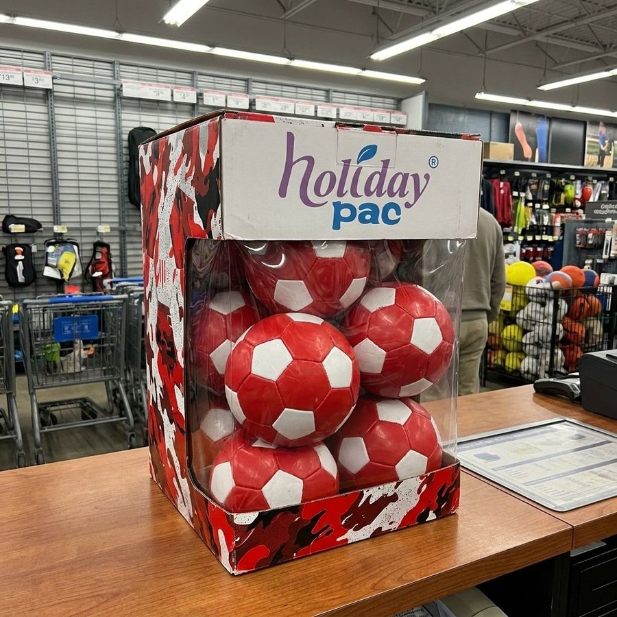 Corrugated Soccer Ball Display Box for Retail - Holidaypac