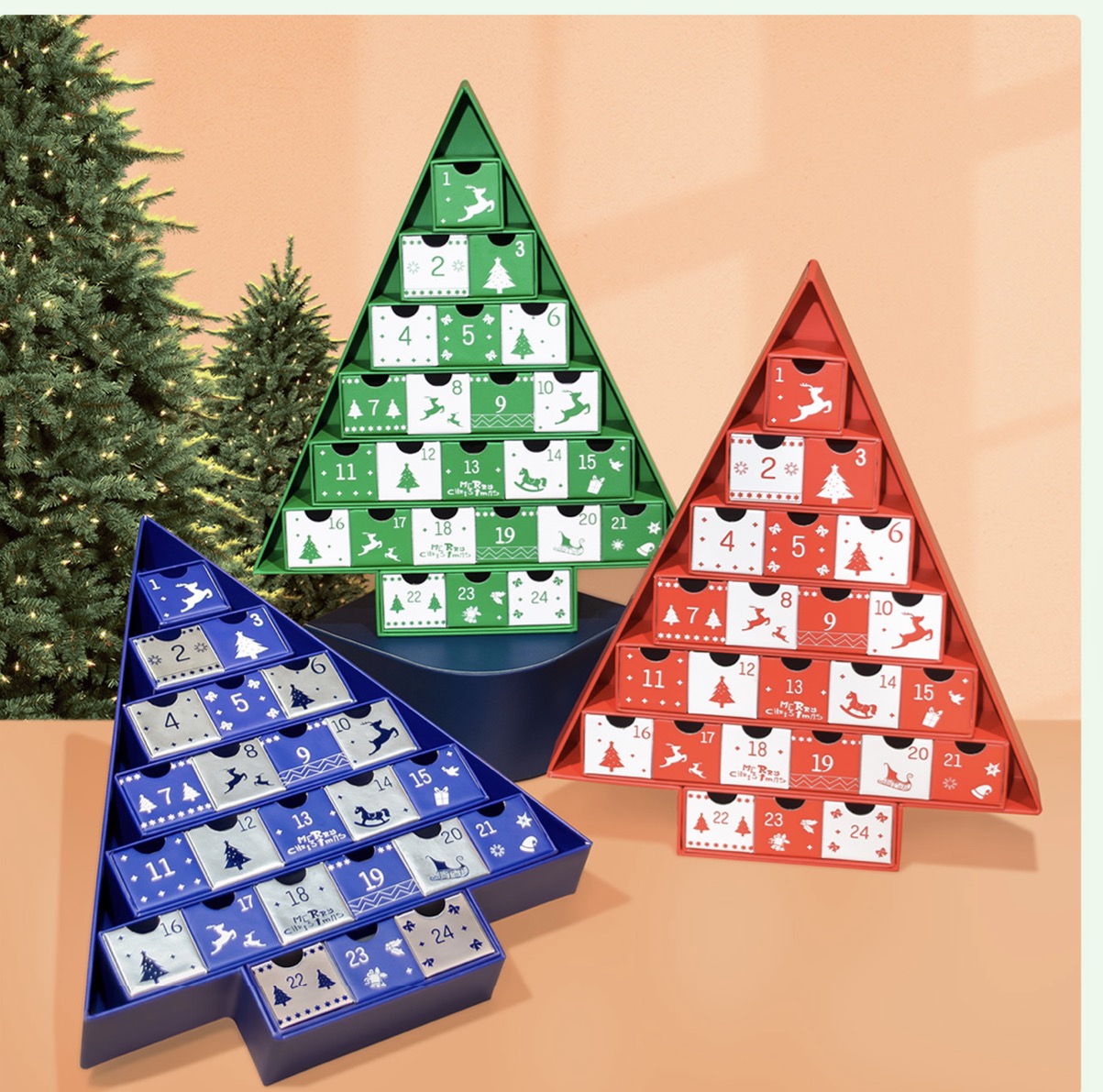 holidaypac Tree-Shaped Advent Calendar with 24 Drawers – In Stock & Custom