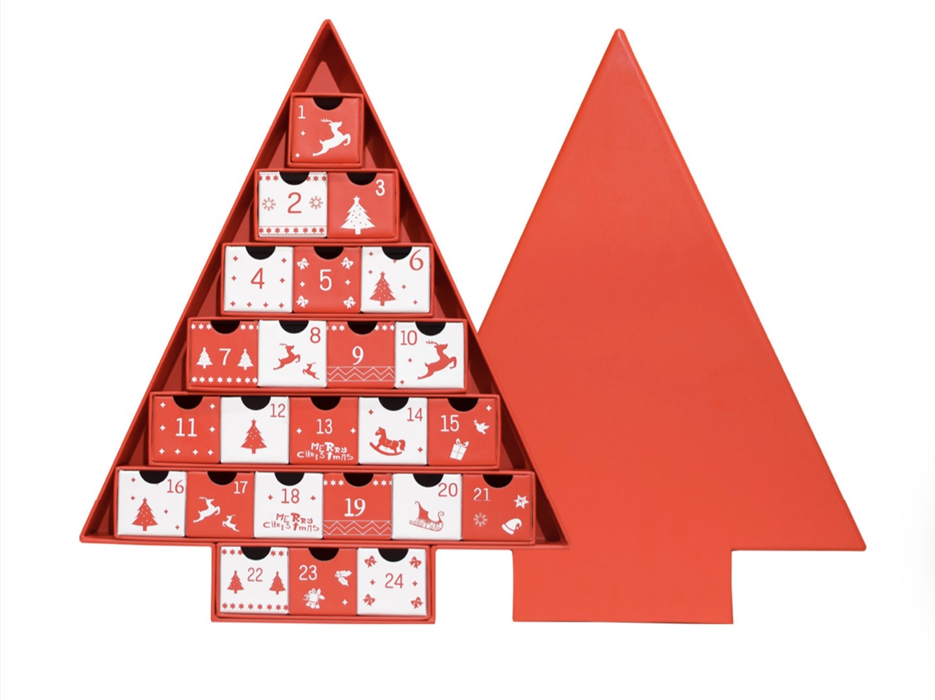 holidaypac Tree-Shaped Advent Calendar with 24 Drawers &ndash; In Stock &amp; Custom