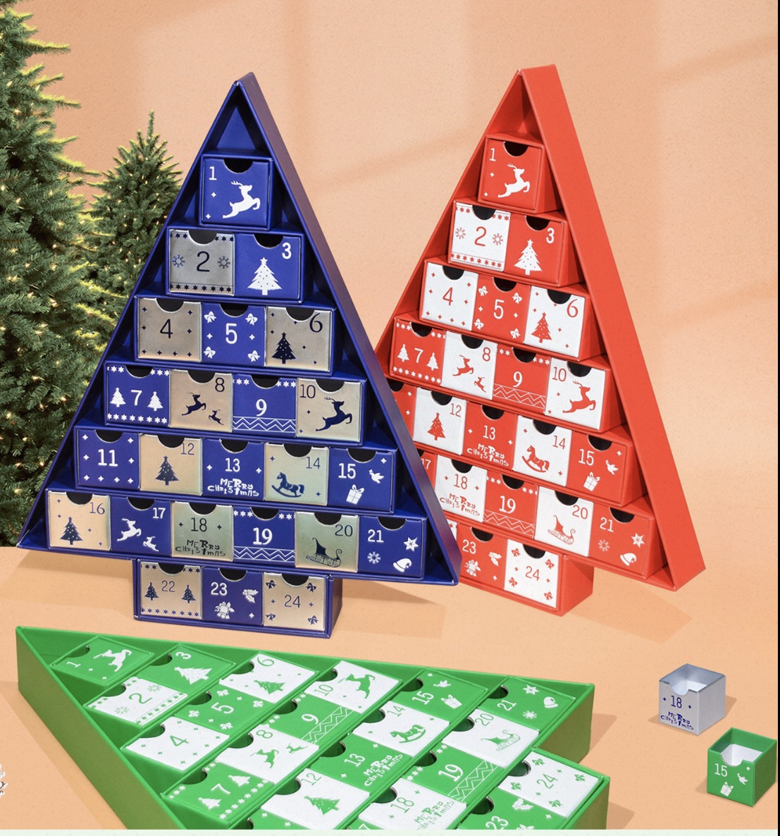 holidaypac Tree-Shaped Advent Calendar with 24 Drawers &ndash; In Stock &amp; Custom