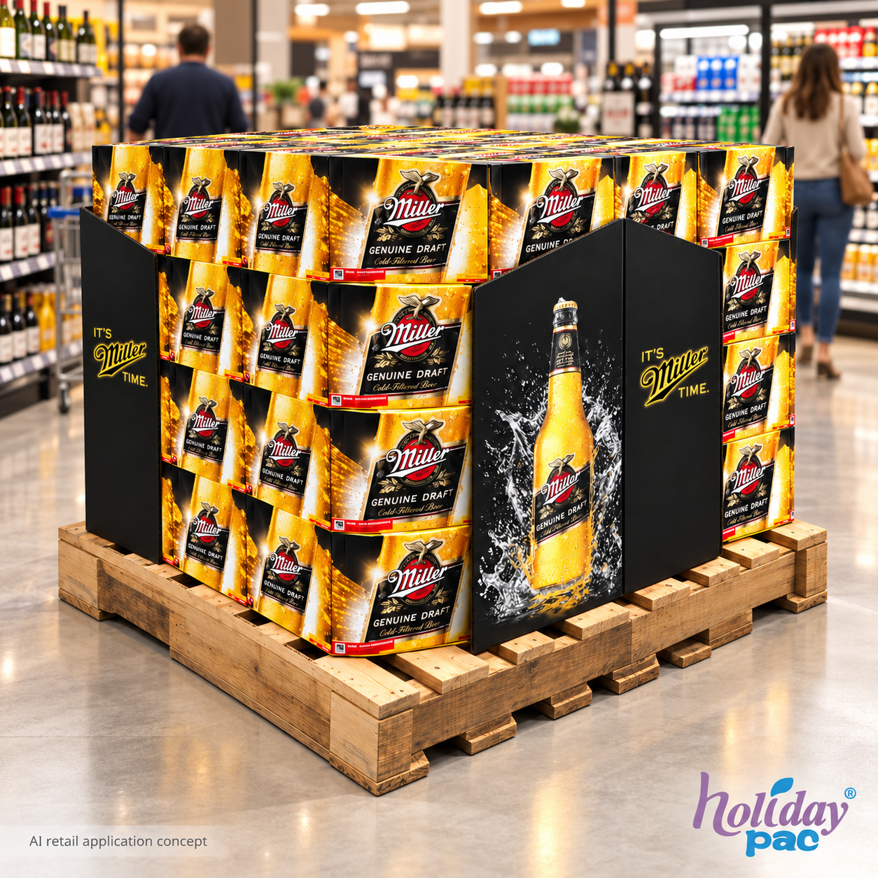 Custom Pallet Skirt Panels for Beverage Case Displays - Holidaypac