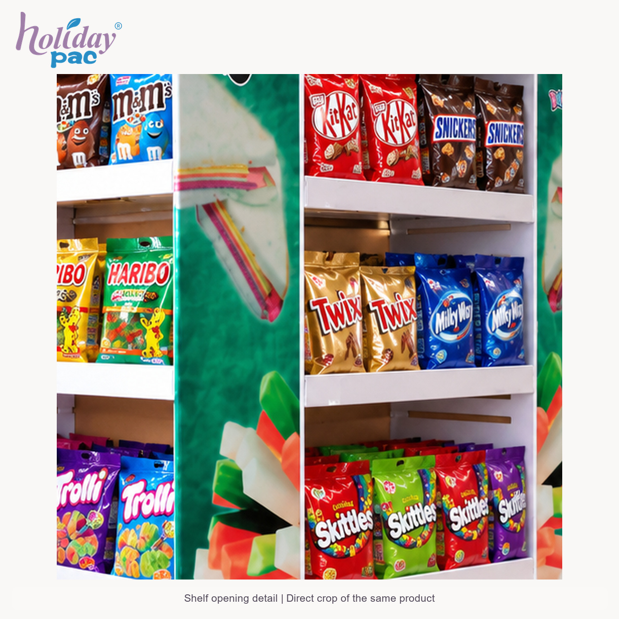 Custom Four-Sided Cardboard Snack Display Stand - Holidaypac