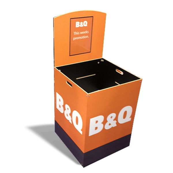 Adjustable Quarter Pallet Dump Bin Merchandiser