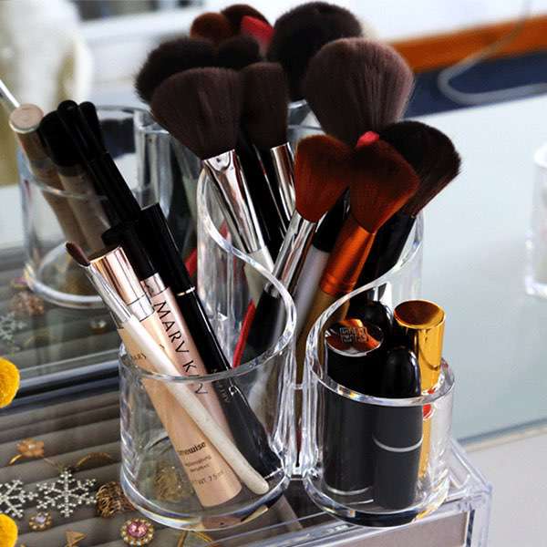 Factory Customized Acrylic Makeup Brush Holder HLD-A017