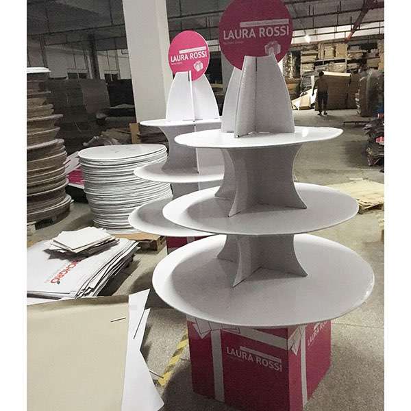 Factory Price Custom Corrugated Promotional Big Size Cardboard Floor Cake Display Stands   HLD-YPZ066