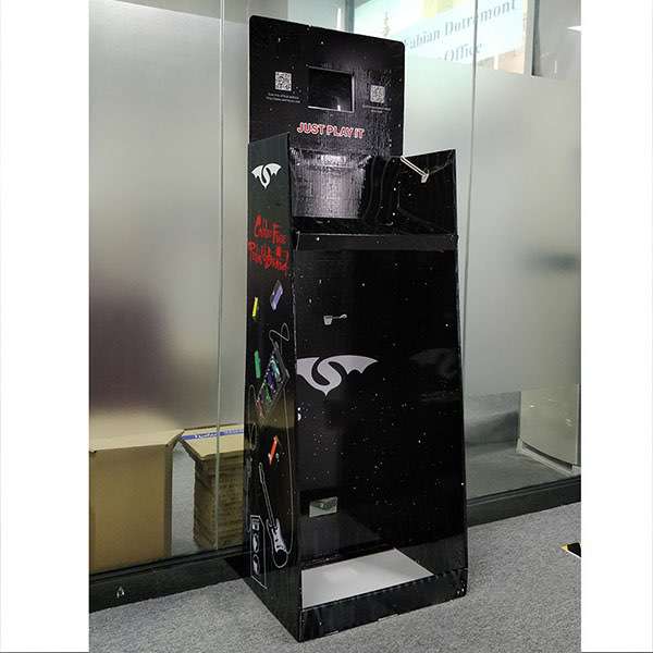 Custom Printing Classic Black Cardboard Floor Display Stand with LCD For Electronic Products   HLD-YPZ090