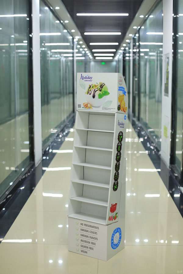 Custom Product Display Rack Folding Pop Up Paper Display Corrugated Floor Standing Cardboard Display Stand HLD-JD26