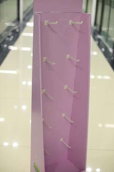 Retail Sock Hang Package Hook Display Cardboard Floor Stand Cardboard Display Stands With Hooks HLD-F902