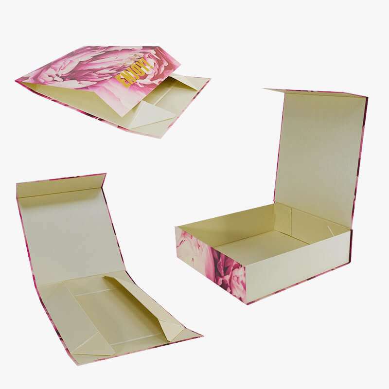 Luxury Custom Logo eco friendly Cardboard clamshell foldable Paper Flat Packing Gift Box